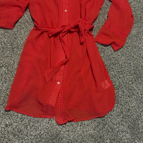 DraperJames x Lands End Button Up Embroidered Shirt Dress Swim Cover Up - Picture 12 of 16